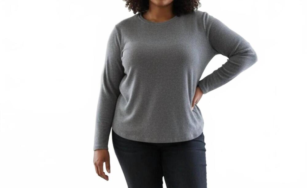 NEW CUDDL DUDS women's long sleeve top in charcoal